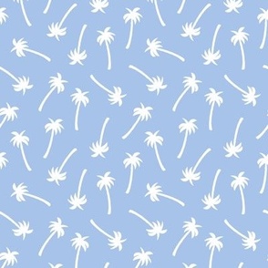 Small 4x4.3 White palm trees on soft blue