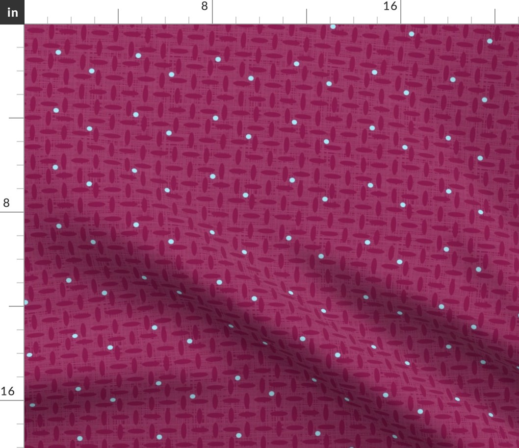 Loose Weave with Dots - Textured Wine with Soft Aqua