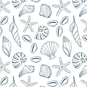 Hand drawn Shells -navy on white - Compact