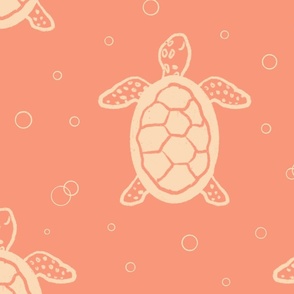 Swimming turtle babies in orange (big)