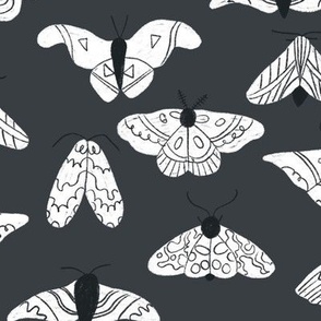 Black and white fictional moths atlas (M)