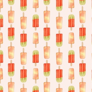 Watermelon and Peach Popsicles on Pink Small