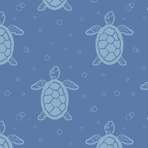Swimming baby turtles in light blue (medium)