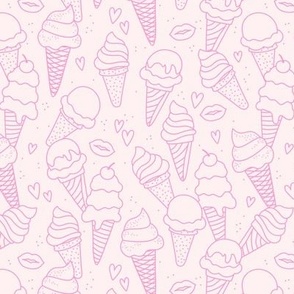 Scandinavian style modernist ice-cream cones - tossed summer pool snacks for kids minimalist design girls palette pink on ivory