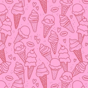 Scandinavian style modernist ice-cream cones - tossed summer pool snacks for kids minimalist design girls palette red on pink