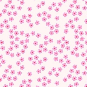 Girls Summer - Little ditsy flowers summer blossom design for girls pink on ivory