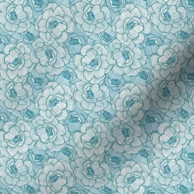 Rose of Victoria (xsmall), monochromatic cyan - vintage flowers