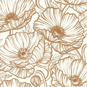 Cinnamon and Cream Poppy Floral Large
