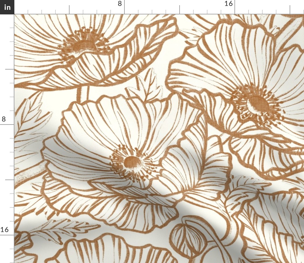 Cinnamon and Cream Poppy Floral Large