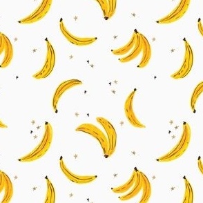Small Watercolor Banana 4in- Falling Bananas Whimsical Fruit Fun Cute Colorful Food