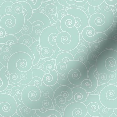 Abstract Spiral Swirls in Faded Aqua