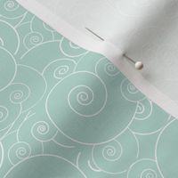 Abstract Spiral Swirls in Faded Aqua