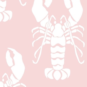   Crustacean core white lobster on old rose pink block print  Crustacean core | jumbo