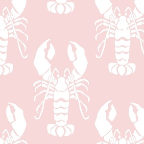 lobster white on old rose pink block print Crustacean core | large