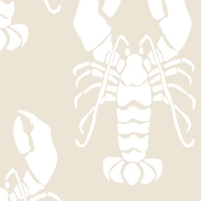  Crustacean core white lobster on sand beige neutrals block print Crustacean core | jumbo