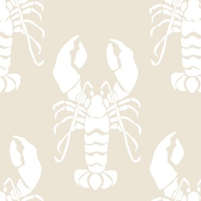lobster white on sand beige neutrals block print Crustacean core | large