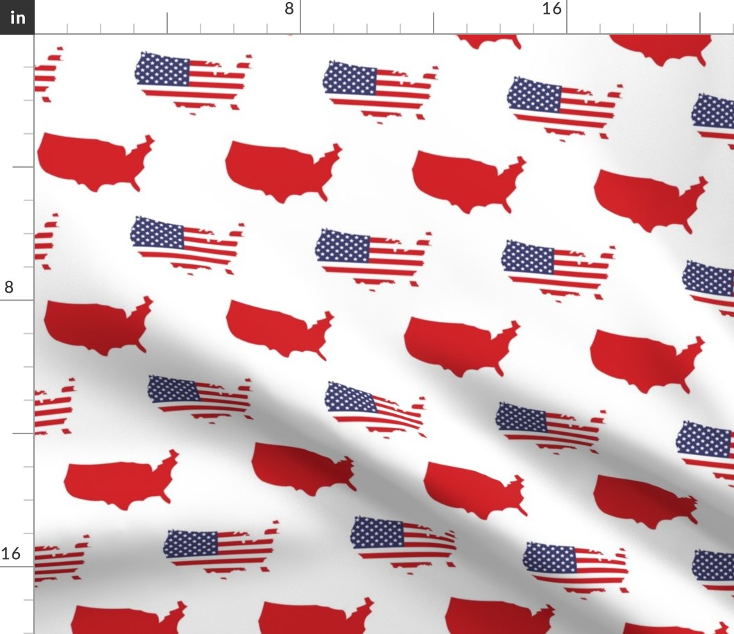 American flags and map