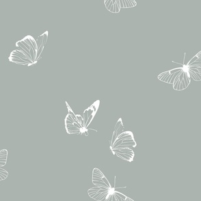 JUMBO // Summer Flutter // Summertime Butterfly // Elegant Whimsical Bugs // Cottage Cottagecore // Sage Green Cream