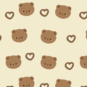 kawaii teddy bear with brown hearts 