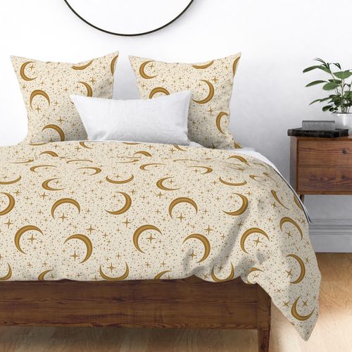 Celestial Moons and Stars Night Sky Cream and Gold Large