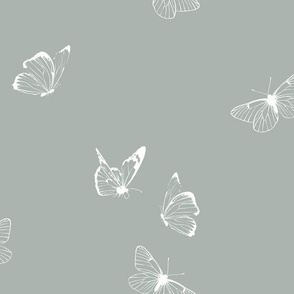 Medium // Summer Flutter // Summertime Butterfly // Elegant Whimsical Bugs // Cottage Cottagecore // Sage Green Cream