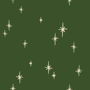 (L) Vintage Christmas Twinkling Stars Blender - cream on forest green