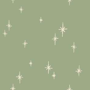 (L) Vintage Christmas Twinkling Stars Blender - cream on sage green