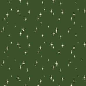 (S) Vintage Christmas Twinkling Stars Blender - cream on forest green