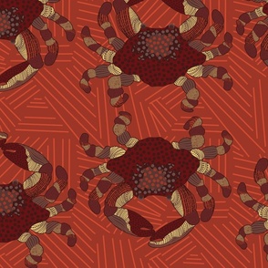 Crab Tracks-Tribal Marks-Benara Red-Vintage Cuba Palette