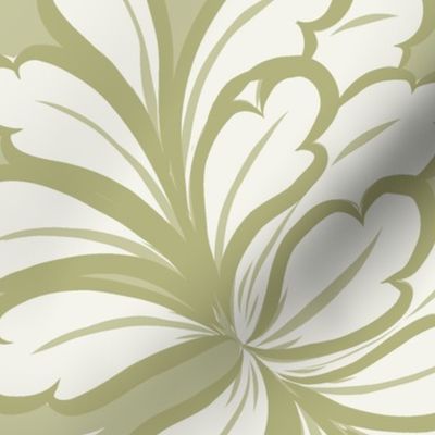 (J) Opulent khokhloma heritage glamour wallpaper in pale moss green