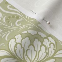 (L) Opulent khokhloma heritage glamour wallpaper in pale moss green