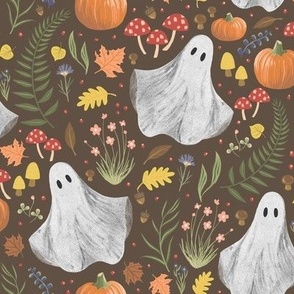 Medium Woodland Ghosts on Cocoa Brown