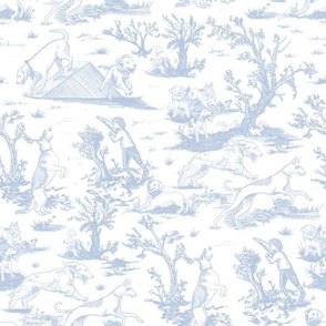 Blue #B5C8DF on cream #fcfcfa, Small Dog Park Toile