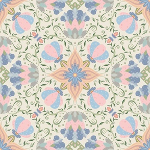 (L) Magic Flowers on Creamy - muted colors nature print