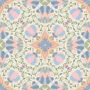 (m) Magic Flowers on Creamy - muted colors nature print