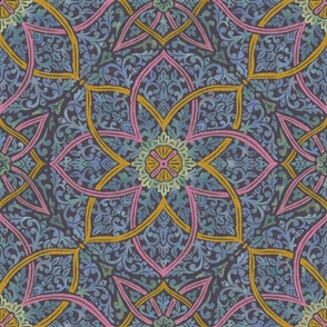 Bohemian watercolour Mandala pattern. Discover the Artistry of Mandala Pattern Wallpaper or fabric  for a Stylish Home. Dark small version
