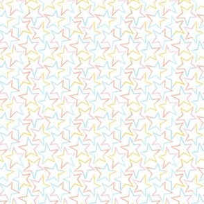 Mini // Multicolored Chalky Stars on White
