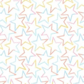Small // Multicolored Chalky Stars on White