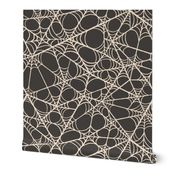 M. Creepy Halloween spiderweb Lace, cream white spiderweb lace on dark gray brown, medium scale