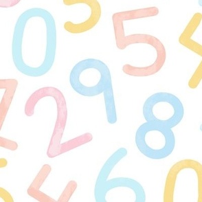 Large // Multicolored Chalky Numbers on White
