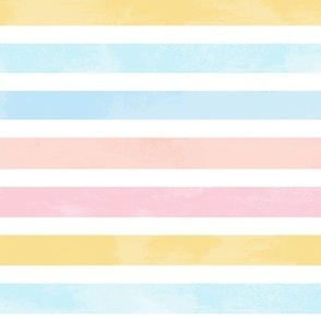 Large // Multicolored Chalky Stripes on White