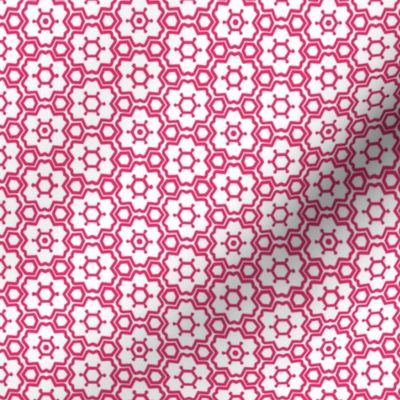 FS Geometric Floral Raspberry Pink on White Tile