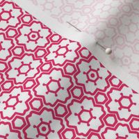 FS Geometric Floral Raspberry Pink on White Tile