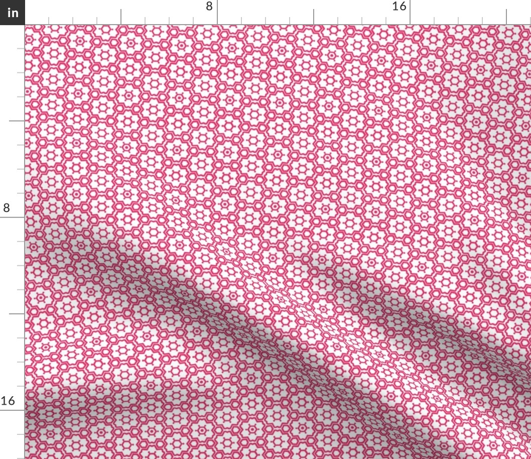 FS Geometric Floral Raspberry Pink on White Tile