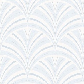(M) art deco scallop - soft pale blue and white