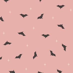 M. Girly Halloween Bats On Tossed Pink, medium scale