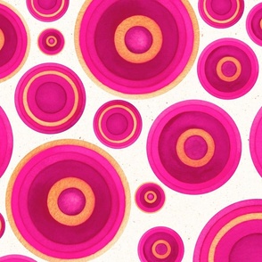 XL Scale // Painted Circles in Hot Pink Magenta and Light Orange