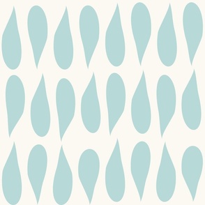 (L) Serene Abstract Raindrops Teardrops Light Blue and Off White/Cream
