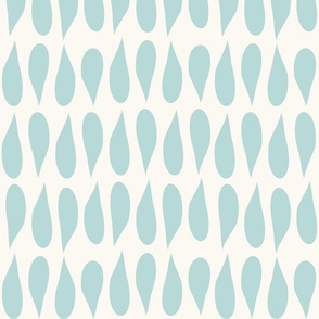 (M)  Serene Abstract Raindrops Teardrops Light Blue and Off White/Cream