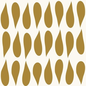 (L) Serene Abstract Raindrops Teardrops Gold and Off White/Cream